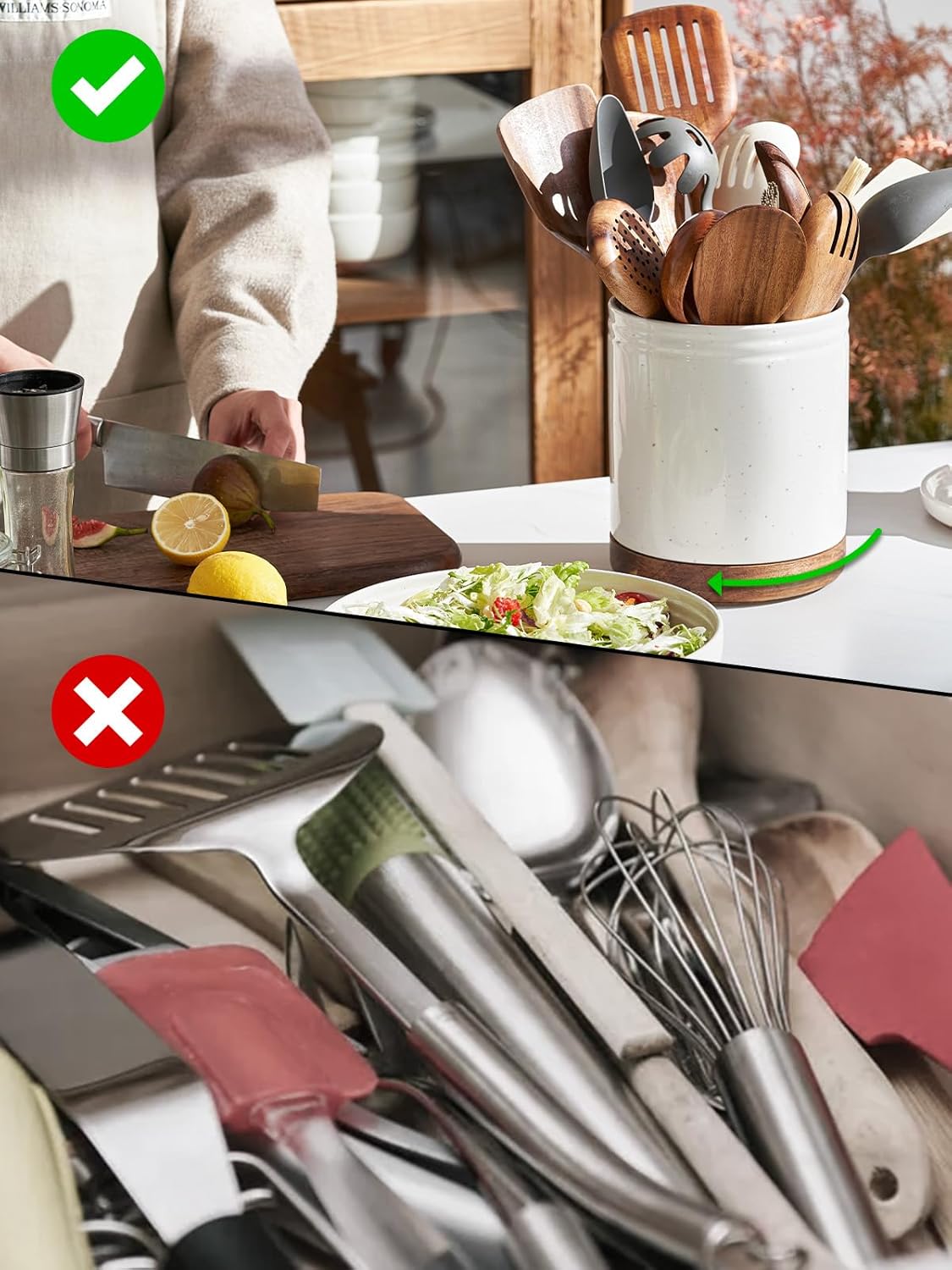 Kurpot 360° Utensil Rotating Holder, Large Utensil Crock