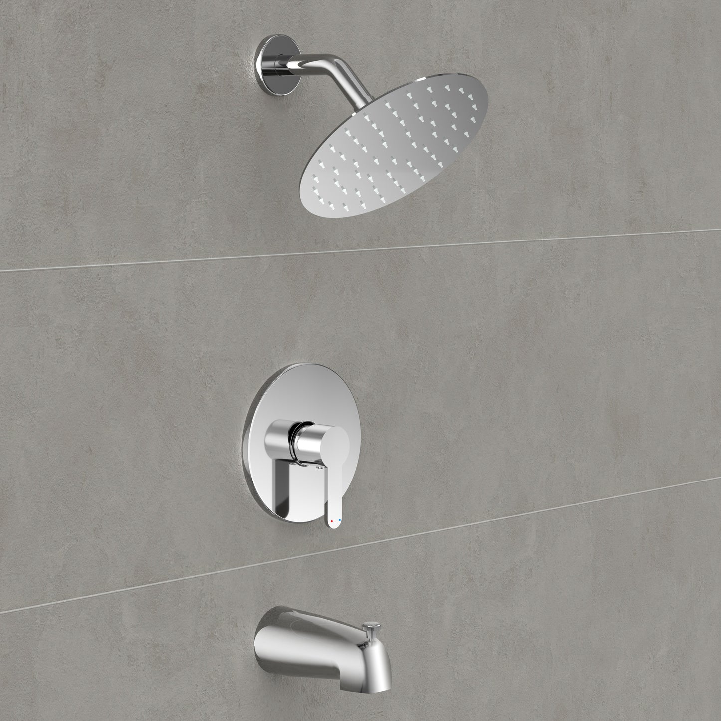 Kurpot Bathroom Shower Faucet Set, Polished Chrome Shower Tub Faucet Set with 8 Inch High Pressure Rain Shower Head, Tub Spout, Shower Valve and Trim Kit, Single-Handle Shower Faucets Sets Complete