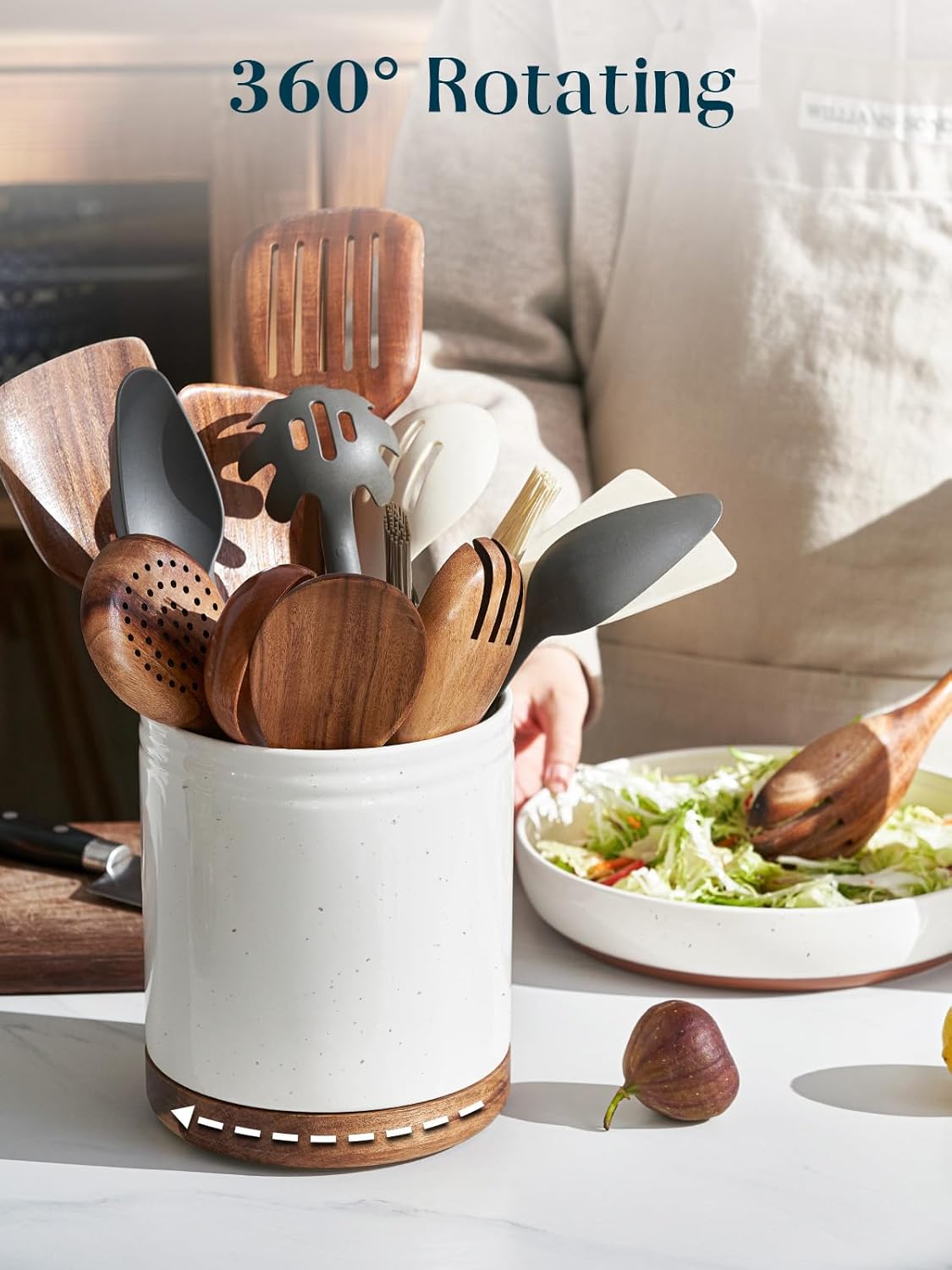 Kurpot 360° Utensil Rotating Holder, Large Utensil Crock