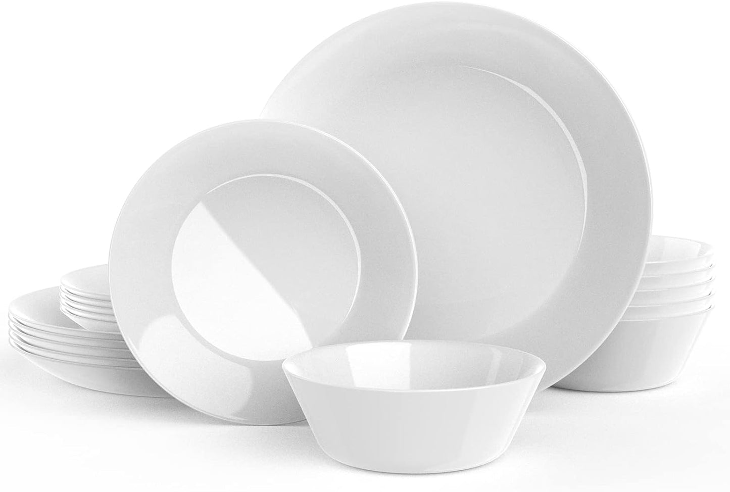 Kurpot Dinnerware Set, 18-PCS Kitchen Dishes Set, Lightweight Glass Plates and Bowls Set, Break and Chip Resistant, Dishwasher and Microwave Safe