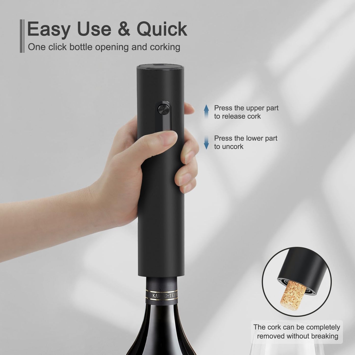 Kurpot Electric Wine Opener, Cordless Wine Corkscrew Remover for Home Kitchen Party Wedding