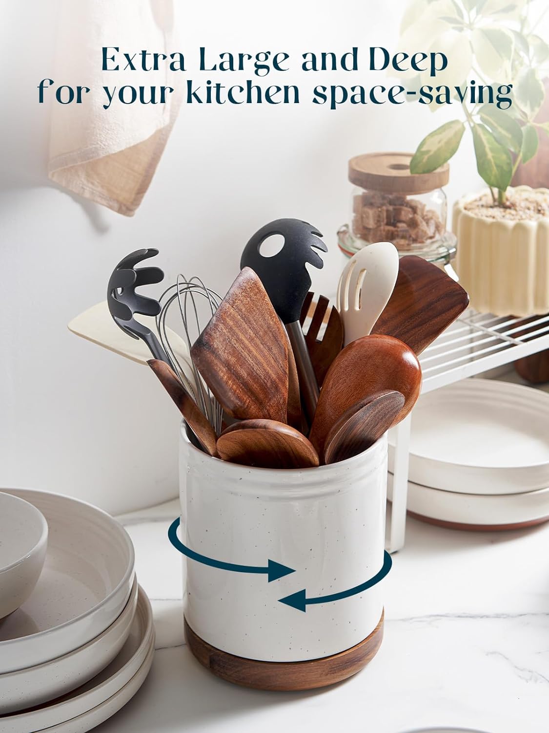 Kurpot 360°  Utensil Rotating Holder, Large Utensil Crock